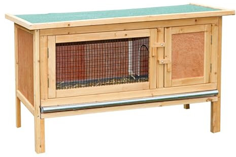 Kerbl Nagerhaus Fred (Stall für Hasen/Kanninchen, mit Ruheraum, aufklappbares Bitumendach mit Dachfixierung, verzinkte Wanne, Innenhöhe 40 cm) 82816