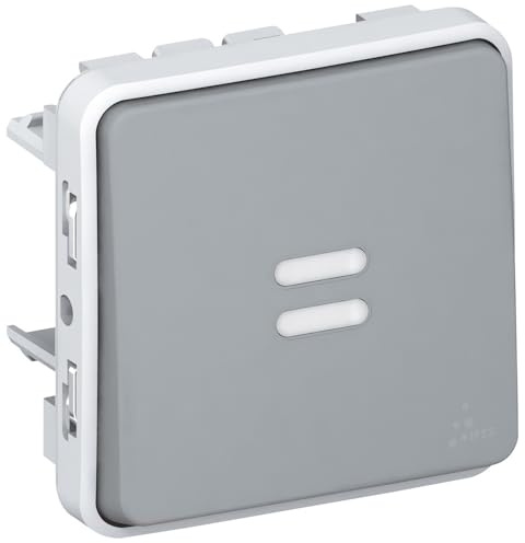 Legrand 069515 Interrupteur ou Va et Vient Étanche Témoin sans Neutre Plexo Composable IP55, 6ax, 250V, Gris
