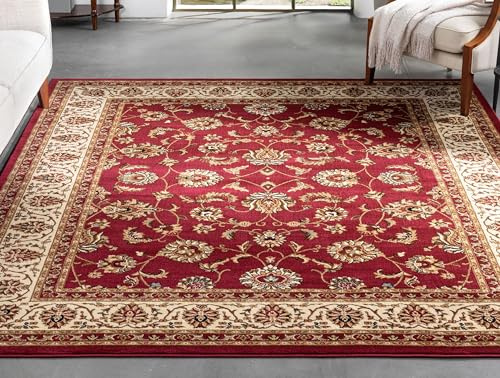 Well Woven Barclay Collection Sarouk Red 6x9 Area Rug - for Living Room, Bedroom, and Dining Room
