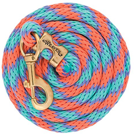 Weaver Führleine Poly Leder Seil mit massivem Messing 225, Snap, Coral/Französisch Blau/Mint/Lavendel, 5/20,3 cm X 10 ', Coral/Lavender/Mint