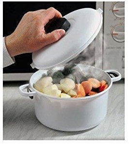 Microwave Pressure Cooker - Microwaveable Casserole Dish with Locking Lid & Pressure Release Vent