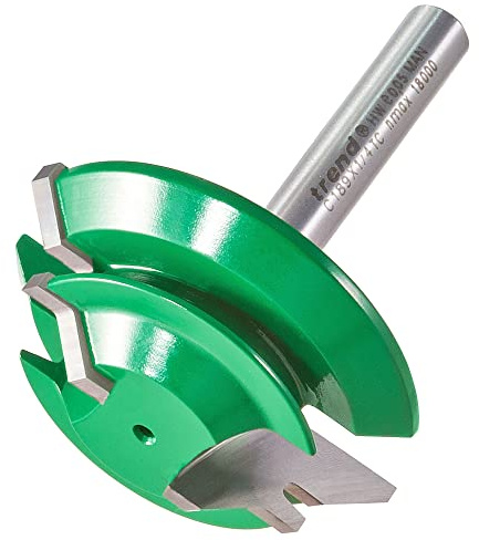 Trend Fresa de ensamble a inglete con vástago de 1/4 | Corta uniones de inglete tipo bloqueo en madera de 8-12 mm con metal duro TCT y vástago de 1/4. C189X1/4TC