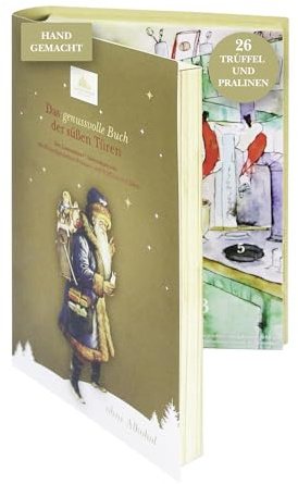 Lauensteiner Adventskalender | Buch Gold | 340g Trüffel und Pralinen, ohne Alkohol | Adventskalender für Kinder | Mit Überraschung