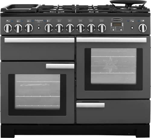 Rangemaster Professional Deluxe PDL110DFFSL/C 110cm wide Dual Fuel Range Cooker with Gas Hob - Slate - A/A Rated