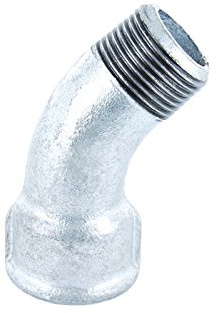 Bogen 45° Gewindefitting Temperguss verzinkt - AG x IG - 2