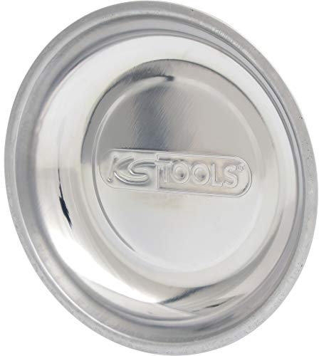 KS Tools 800.0150 - Soucoupe magnétique 150mm - Pour préserver les vis et autres petites pièces métalliques - Aimant gainé en caoutchouc - En Inox - Surface polie