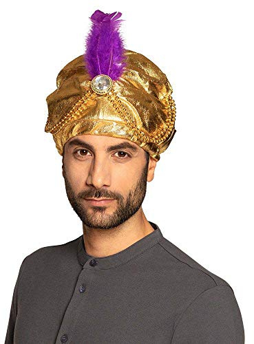 Boland 81015 - Turban Sultan Selim , Or, Bijoux de perles, Plumes, Pierre blanche, Casquette, Carnaval, Fête à thème