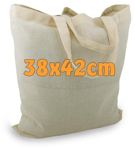 Cottonbagjoe 25 Baumwolltaschen | 38x42 cm | unbedruckt | mit zwei kurzen Henkeln | bemalbar | Öktex 100 zertifiziert | Jutebeutel | Stofftaschen
