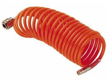 ABAC Tubo flessibile spiralato per aria compressa, diametro esterno 8 mm e diametro interno 6 mm. Completo di raccordi ad innesto rapido universali alle estremità. Lunghezza 5 metri