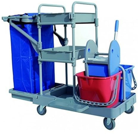 Maya Professional Tools 91139 Eco doppelter Reinigungswagen mit Tabletts und Presse, 2 x 15 L