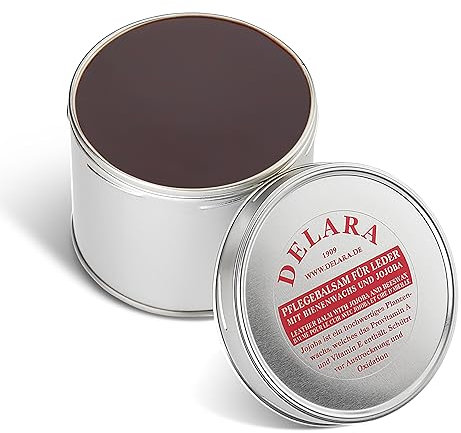 DELARA Pflegebalsam für Leder mit Jojoba und Bienenwachs, 500 ml, braun - Made in Germany