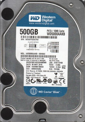 Western Digital WD5000AAKB Caviar Blue 500GB interne Festplatte (8,9 cm (3,5 Zoll), 7200rpm, 16MB Cache, E-IDE)