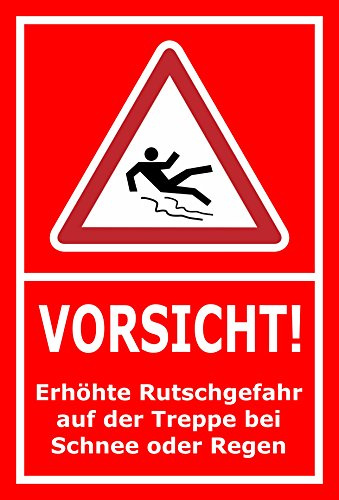 Melis-Folienwerkstatt Schild Rutschgefahr Treppe - 30x20cm - Bohrlöcher - 3mm Aluverbund – 20 VAR S00018-046-D