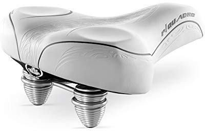 Selle Montegrappa FAHRRADSATTEL CITYSATTEL Leder Damen Herren für CITYRAD BEACHCRUISER HOLLANDRAD in Vintage Retro Look XC 1700 P! Quadro Farbe: Weiss - Made in Italy