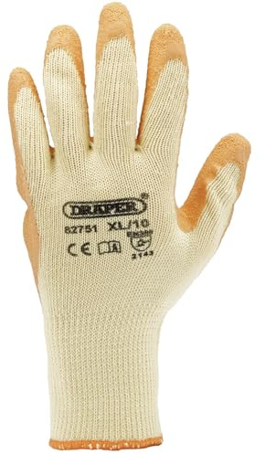 Draper 82751 Heavy Duty Latex Coated Work Gloves, Extra Large, Orange (Pack of 10)