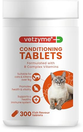 Vetzyme Conditioning Tablets for Cats and Kittens (300 Tablets) - Promotes Health and Vitality, Supporting a Healthy Immune System