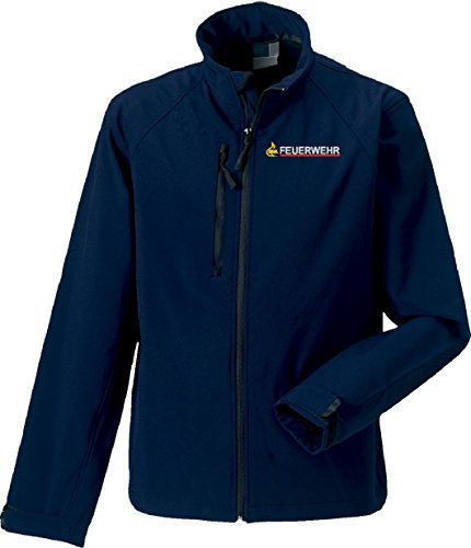 FEUER1 Softshelljacke Navy, BaWü Stauferlöwe auf der Vorderseite
