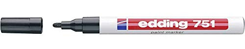edding 751 Glanzlackmarker - schwarz - Packung mit 1 Lackmarker - Rundspitze 1-2 mm - Lackstift für Glas, Stein, Holz, Kunststoff und Papier - wasserfest, stark deckend