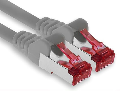 1aTTack.de - 1x cavo patch CAT6 da 10 m S/FTP schermatura PIMF CAT.6 cavo di rete RJ45 cavo Ethernet router DSL LAN switch modem pannello patch - grigio - 1 pezzo