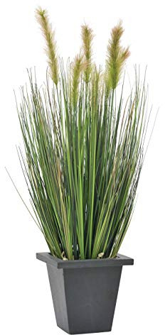 artplants.de Deko Fuchsschwanzgras im Dekotopf mit 6 Rispen, 60cm - Kunstpflanze im Topf - Künstliches Gras