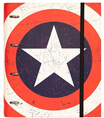 Erik Marvel Captain America Shield Ordner Schule oder Büro - 2 Ringe - Rückenschilder Ordner mit Motiv - Ringordner Pappe
