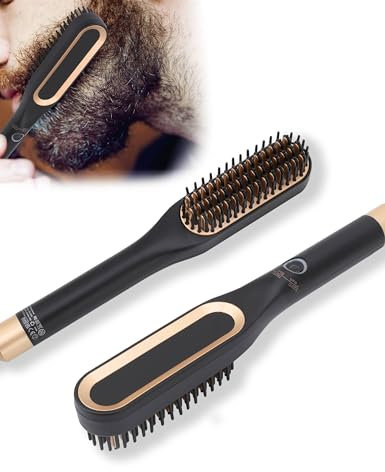 Bartglätter Kamm für Männer, Elektrischer Bartglätterkamm für Schnelles Bartstyling 2 in 1 Multifunktionale Beheizte Bartbürste Haarglätter Wärmebürstenkamm, elektrischer haarglätter(EU)