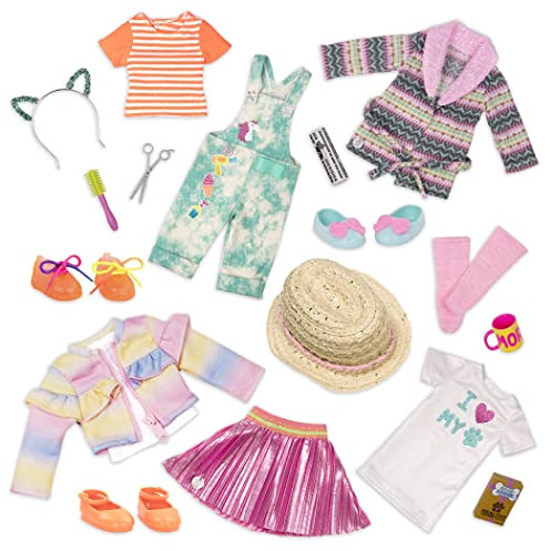 Glitter Girls - GG Fashion Pack - 36 cm Puppe Outfit-Bündel - 3 Mode-Outfits - Kleidung & Accessoires - Regenbogenjacke, Katzenohren, Pulloverkleid - 3 Jahre +