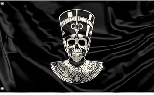Drapeau de la Reine Égypte Crâne | Design unique | Fabriqué en UE (90 x 150 cm)