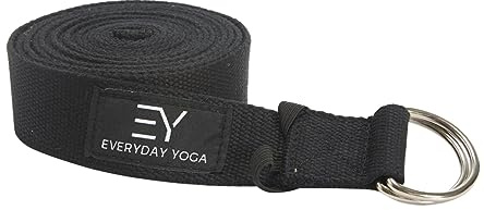 Everyday Yoga 10 Foot Yoga Strap D-Ring - Yoga Gear for Flexibility, Non-Slip Design Support, Deep Stretching & Mindful Practice - Black