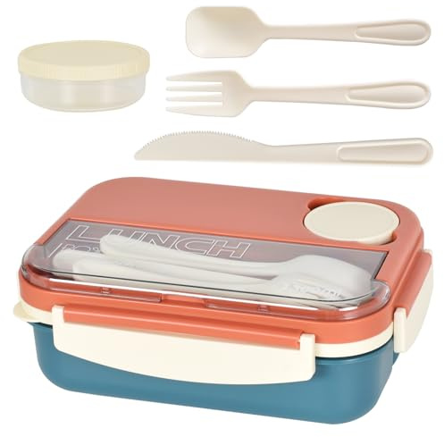 Colexy Contenitore per il Pranzo Bento Portapranzo a Prova di Perdite con Scomparti Portapranzo da 1300 ml Adulti Bambini per Microonde e Lavastoviglie Scuola Lavoro Picnic Viaggi (Arancione)