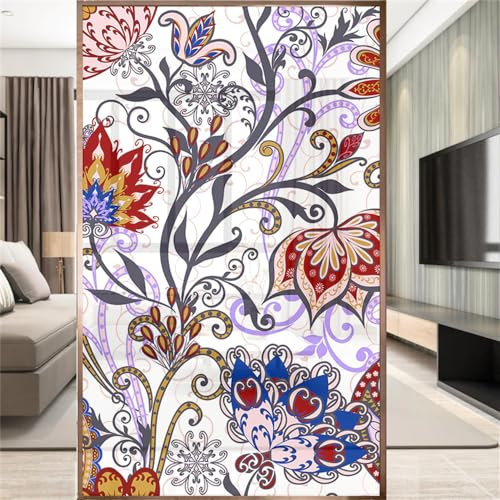Sichtschutzfolie 3D Fensterfolie Glasdekorfolie PVC für Badezimmer Kinderzimmer Küche,Schlafzimmer Wohnzimmer Esszimmer Büro Hotels Klassenzimmer 44.5x300 cm Nationales Muster