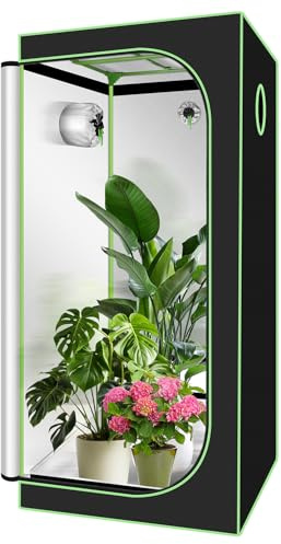 Fiqops Growzelt, 600D Oxford 80x80x180cm Grow Tent, Grow Box mit Beobachtungsfenster Lichtdicht und Wasserdicht Growschrank, Luftig Gewächshaus Growroom für Homegrowing, Indoor-Anbau