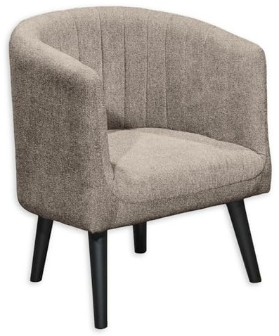 Stella Trading Paul Loungesessel mit Armlehnen, Sand - Moderner Wohnzimmer Fernsehsessel gepolstert mit schwarzen Massivholz Füßen - 61 x 82 x 58 cm (B/H/T)