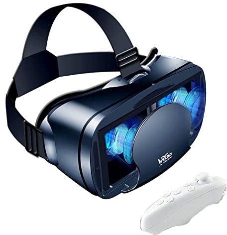 JNJOOD Occhiali 3D per realtà virtuale a schermo intero, occhiali per realtà virtuale 3D, regolabili con gamepad
