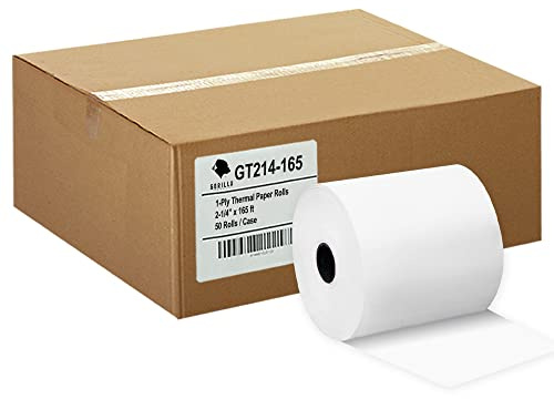GORILLA SUPPLY 2 1/4 x 165 Thermal Paper Cash Register Rolls 2.25 x 165 ft, for XEA507 XEA407 XEA207 ERA247 347 Sharp XE-A207 XE-A407 and XE-A507, BPA Free, 50 Rolls