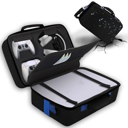 YLTIMER Custodia rigida per PS5, custodia protettiva portatile da viaggio per PS5, borsa portaoggetti di grande capacità per PlayStation 5, compatibile con console controller, base per cuffie disco