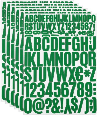 PATIKIL 6 Hojas Pegatinas de Letras y Números Adhesivas, Grande Alfabeto Número Pegatina de Vinilo Impermeable para Buzón, Señal de Dirección, Manualidades de Tarjetas, Verde Oscuro