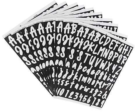 WOONEKY 10blätter Vinyl Buchstaben Zahlen Aufkleber Selbstklebende Vinyl Aufkleber Für Fenster Mit Hoher Qualität Und Wetterfestigkeit