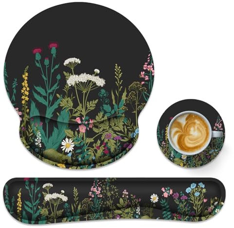Handballenauflage Set, Mauspad mit Handauflage, Ergonomisches HandballenauflageTastatur, Untersetzer, Mauspad mit Rutschfester, Maus Pad für Computer, Laptop, Zuhause und Büro