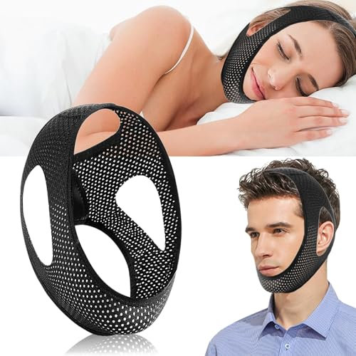 DOHUG Ensemble de Trois Pièces Réglable Ceinture Mentonnière Anti-Ronflement,Anti-ronflement Mentonnière,Dispositifs Anti Ronflement,Solution Ronflements Réglable Mentonnière (Mince et léger 1)