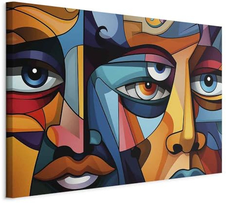 murando - Tableau acoustique Style AI Picasso Visages Cubistes Colorés 120x80 cm - Décoration murale anti-bruit isolation phonique - Art décoratif maison salon chambre - Décoration a-B-10081-b-a