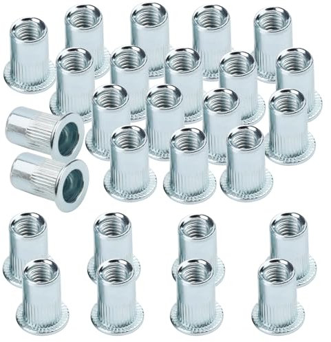 Carbon Steel Metric Rivet Nut - 100PCS m6 Rivnut, Flat Head Threaded Insert Nutserts, Countersunk Head Rivet Nuts for Metal Pipelines, Furniture, Appliances and Industrial Products
