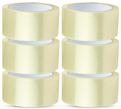 PDS Clear Tape Heavy Duty 6 Rolls of 48mm x 66m Clear Parcel Tape - Clear Packaging Tape for Packing Parcels, Boxes, Cartons, Moving House - Adhesive Transparent Tape Multi-Use (6 Rolls)