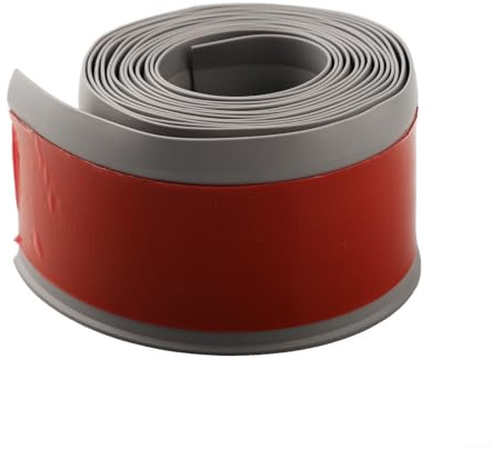 Eawfgtuw Battiscopa flessibile autoadesivo in PVC, 8 cm (larghezza) x 4 m (lunghezza), in plastica, impermeabile, per il miglioramento della casa (grigio)