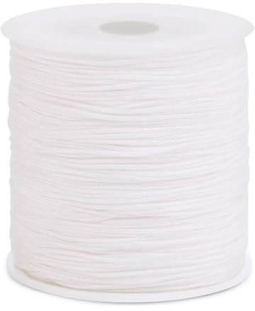 YOYEAH Cordoncino cerato, 0,5 mm x 106 m, bianco, per gioielli, bracciali e collane, filo di perle e filo di nylon trasparente, resistente agli strappi