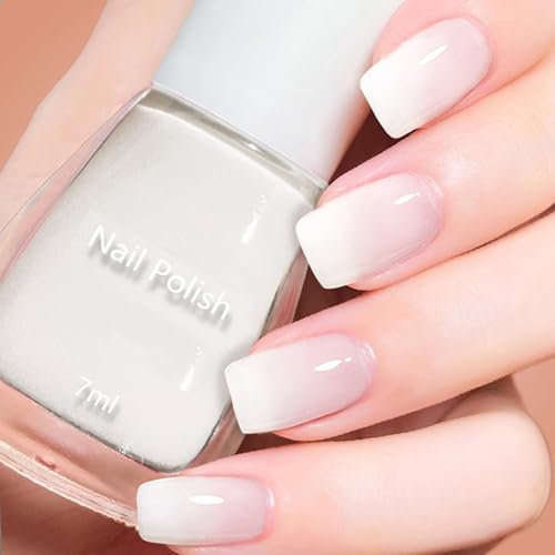 Nagellack Weiß - Einheitlicher mit Cremigem Finish Schnell trocknend Ungiftiger Nagellack - Abziehbar Wasserbasierte Formel - White Nail Polsih für die Nagelkunst zu Hause (Weiß, 7ML)