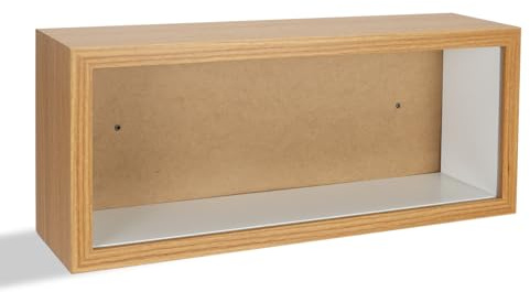 Gorvellin Display Case for Figures, Wooden Dustproof Showcase with Changeable Background Panels, Desktop Collector Box for Mini Dolls, Blind Box Toys, Anime Figures & Collectibles