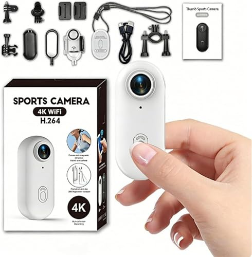 TKMARS Cámara Deportiva 4K con Estabilizador, 360 Camera Action CAM, Cámara Digital Compacta 4K, Cámara Acuática, Montaje Magnético/Pinza, 120min Batería, Ideal para Bici/Moto/Mascotas
