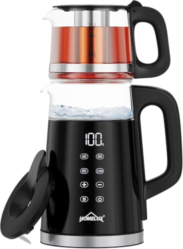 HOMELUX Glas Wasserkocher 1,7L + 1L, 2200W Teekocher mit Warmhaltefunktion