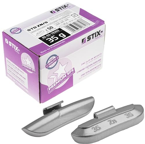 Stix Auswuchtgewichte Stahlfelgen 35g Zink Grau ZN/S Schlaggewichte 50 STK | Wuchtgewichte für PKW Werkstatt, Radgewichte Felgengewichte, rostfrei verzinkt, einfache Montage, exakte Gewichtsangabe